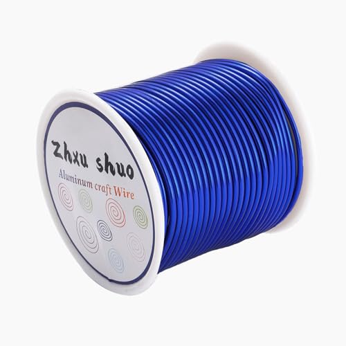 12 Gauge(2mm) Aluminum Wire 35 Yards Anodized Metal Wire for Bonsai Armature Crafting Sculpting Jewelry Craft Making Beading Floral (Blue, 12 Gauge) (105 Foot)