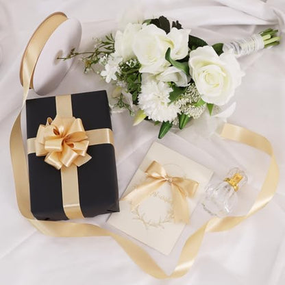 1 Inch x 100yds Gold Satin Ribbon for Christmas Craft Gift Wrapping