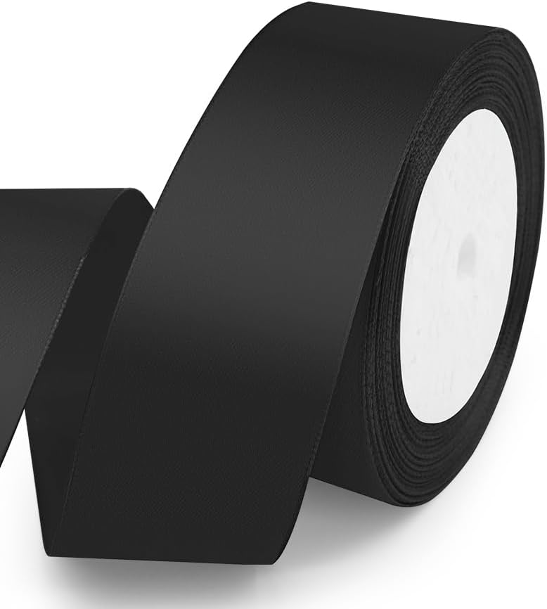KMER LIFE Solid Color Black Satin Ribbon, 1-1/2 Inches x 25 Yards Fabric Satin Ribbon for Gift Wrapping, Crafts, Hair Bows Making, Wreath, Wedding Party Decoration and Other Sewing Projects - Crafty Corner