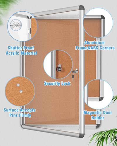 2 Pack 36"x24" Enclosed Bulletin Board