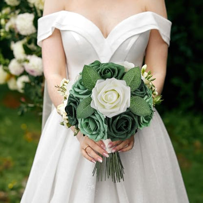 Forest Shades Rose 25pcs Real Looking Artificial Flowers w