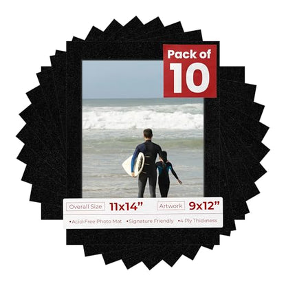 Pack of TEN 11x14 Mats Bevel Cut for 9x12 Photos (10 Count)