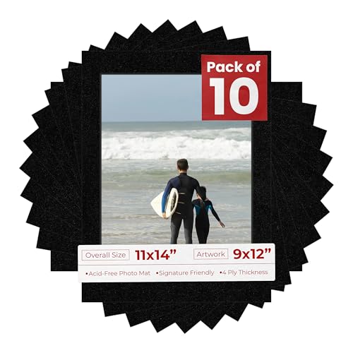Pack of Ten Acid Free 11x14 Mats Bevel Cut for 9x12 Photos (10 Count)