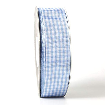 Light Blue Gingham Plaid Checked Ribbon 25 Yard Each Roll 100% Polyester (75 Foot)