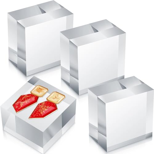 4 Pcs Acrylic Display Block Clear Cube 3 x 3 x 2 Inch