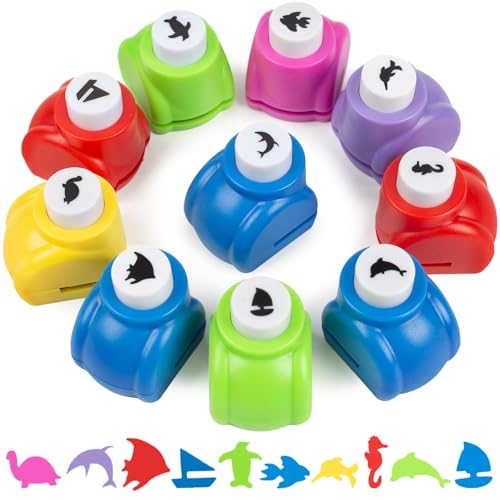 10 Piece Sea Animal Shaped Craft Punch Set for DIY Crafting (10 Count)