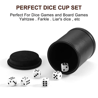 Felt Lined Dice Cup PU Leather Set