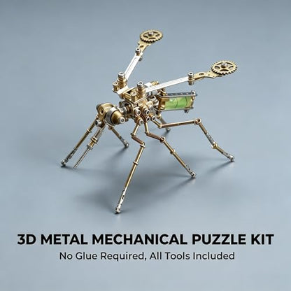 3D Metal Model Mechanical Kits Steampunk Insects Mosquito Puzzle for Adults 140+ Parts 3 Hours Build Cool Desk Decor Christmas & Birthday Gift for Men Father (100 Count)