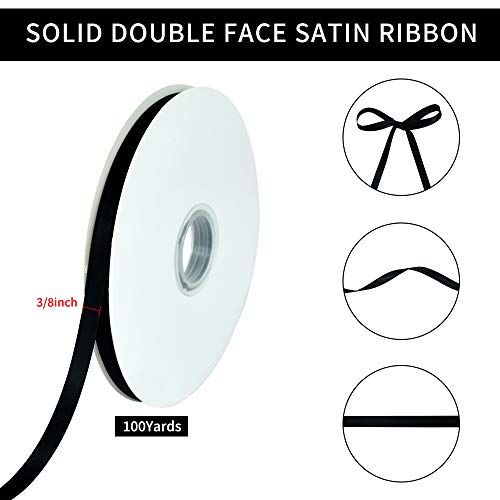 100yds 3 8 Inch Black Satin Ribbon for Craft Gifts Wrapping (300 Foot)
