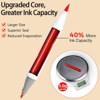 50 Colors Alcohol Markers Brush Tip and Fine (50 Count)