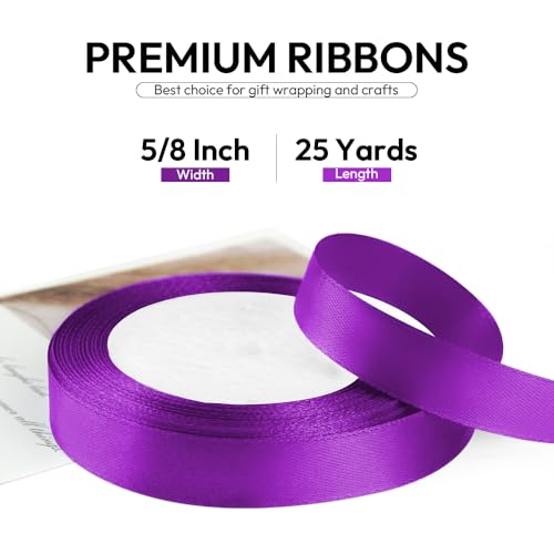 5 8 Inch 25 Yards Satin Ribbon Purple