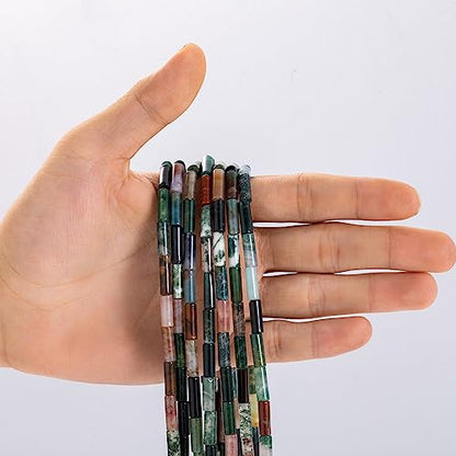 Natural Indian Agate Cylinder Tube Beads 4x13mm 38cm (28 Count)