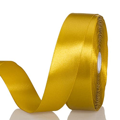 1 Inch Gold Solid Satin Ribbon for Gift Wrapping