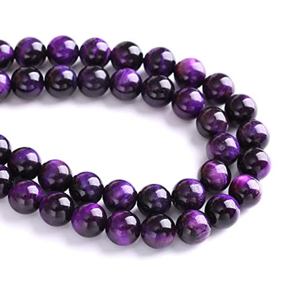 6mm 60pcs A+ Natural Purple Tiger Eye Stone Beads Round Spacer Loose Beads for Jewelry Making DIY Bracelet Necklace 15" Inch (16 Count)