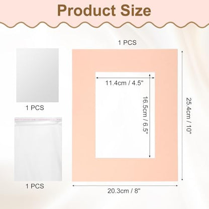 Picture Mats 8 x 10 Mat Board Center for 5 x 7 Pictures Acid Free White Core Bevel Cut Frame Mattes with Backing for Display Art Measuring