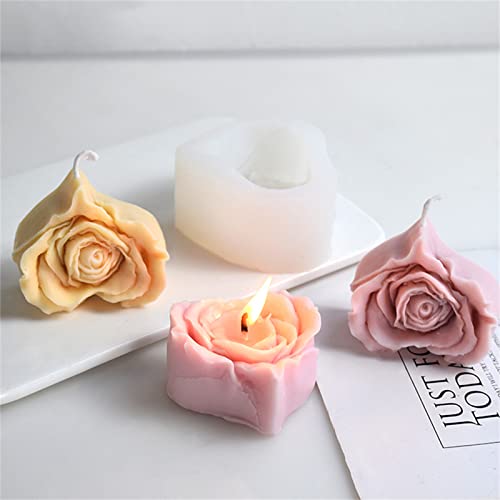 Love Rose Candle Silicone Mold Heart Flower Soap Mold Fondant Chocolate Candy Cake Mold Resin Polymer Clay Mould Valentine's Gift