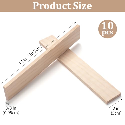 Wood Strips Slats Wooden Sticks for Crafts 3 (10 Count)