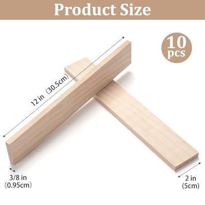 Wood Strips Slats Wooden Sticks for Crafts 3 (10 Count)