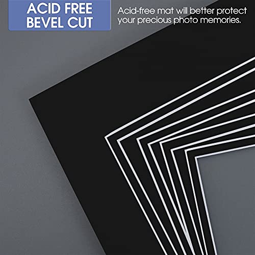 5 Pack Double mat 11x14 for 8x10 Photo Black Over Black