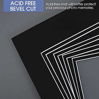 5 Pack Double mat 11x14 for 8x10 Photo Black Over Black
