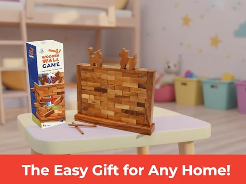 Wooden Brick Wall Balancing Game