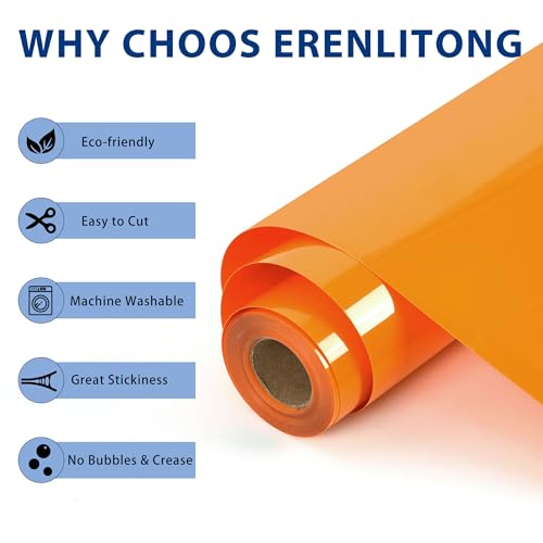 RENLITONG Orange Iron on Vinyl 12Inch by 50ft Roll Heat Transfer Vinyl for T