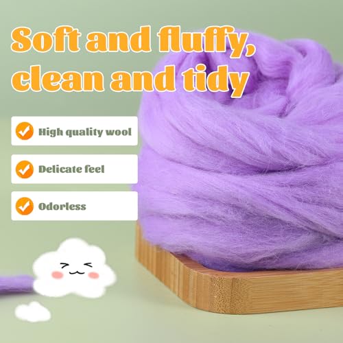 3.53oz Needle Felting Wool Roving for Needle Felting Lavender Felting Wool