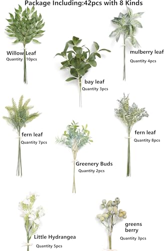 Artificial Greenery Stems Box Set (42 Count)