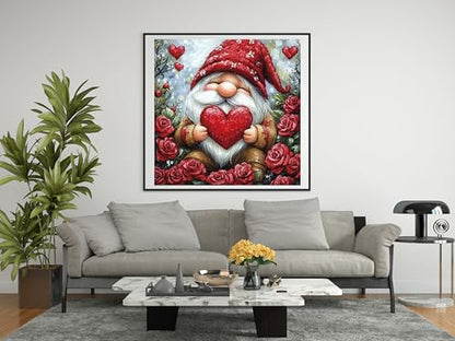 14ct Counted Stamped Cross Stitch Kits for Adults Love Gnome Roses Printed Cross Stitch Patterns Art Crafts Cross Stitch Supplies