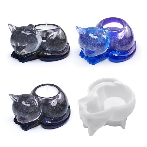 Cat Candle Holder Animal Cylinder Candle & Resin Mold