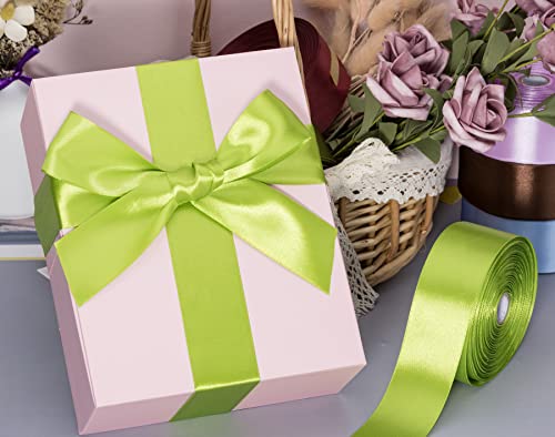 1 1 2 Inch Apple Green Solid Satin Ribbon for Gift Wrapping