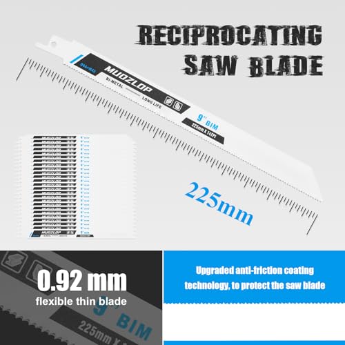 25Pack 9inch 14TPI Metal Reciprocating Saw Blades Set (25 Count)