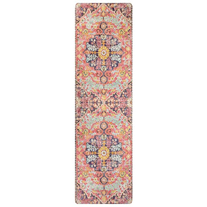 Reine Bohemian Washable Runner Rugs with Rubber Backing
