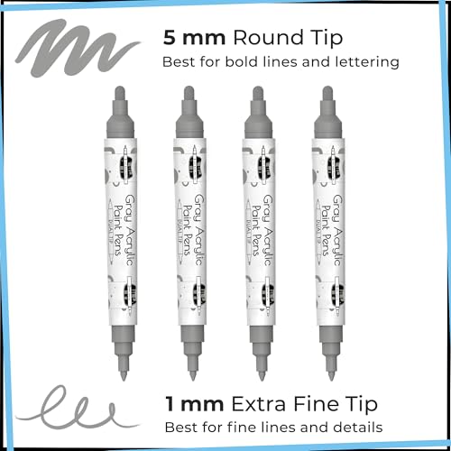 4 Dual Tip Gray Paint Pen Metallic