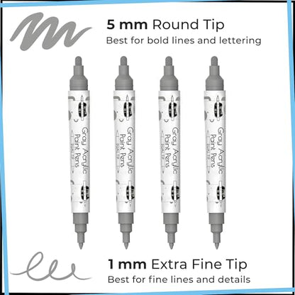 4 Dual Tip Gray Paint Pen Metallic