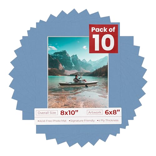 Pack of Ten 8x10 Mats Bevel Cut for 6x8 Photos (10 Count)