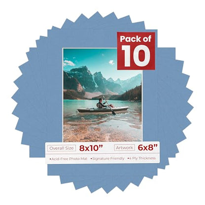 Pack of Ten 8x10 Mats Bevel Cut for 6x8 Photos (10 Count)