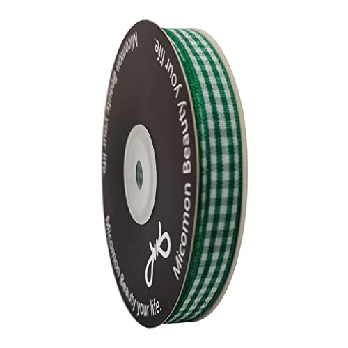 Green Gingham Plaid Checked Christmas Ribbon 25 Yard Each Roll 100% Polyester (75 Foot)