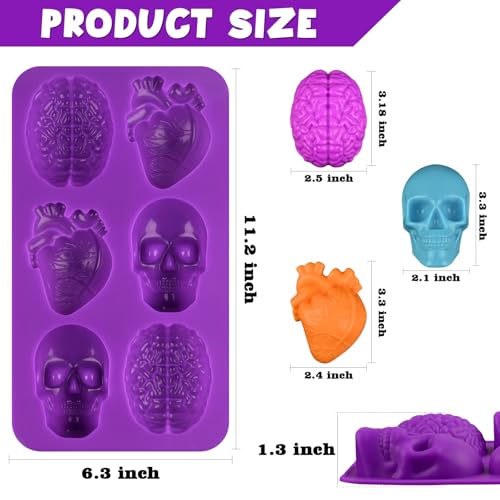 Skull Brain and Heart Silicone Mold