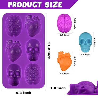 Skull Brain and Heart Silicone Mold