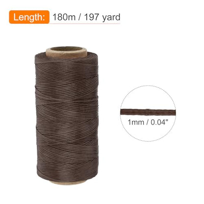 Waxed Thread 197 Yard 1mm 210D Flat Wax Thread Polyester Waxed String for Leather Sewing Hand Weaving Book Binding Home Decoration