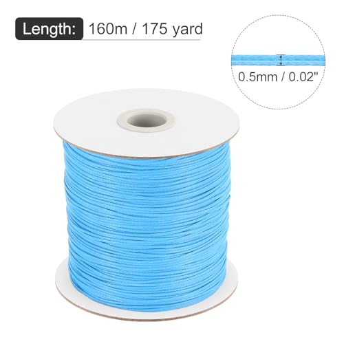 Waxed Polyester Cord 0.5mm 175 Yard Sky Blue for Bracelet Making