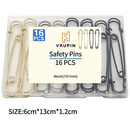 16pcs Extra Large 4inch Safety Pins for Crafting