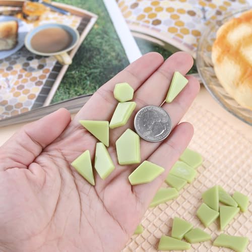 Lemon Green Glass Mosaic Tiles for Crafts Bulk (7.05 Ounce)