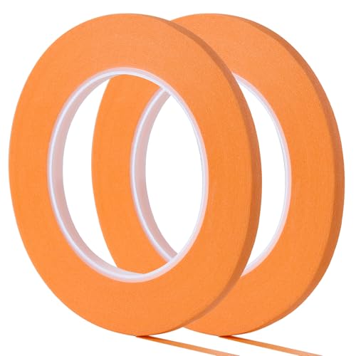 2 Pack 1 4" inch x 60yd Orange Painters Tape Easy Removal Thin Narrow Finishing Masking Tape Painting Tape Wall Tape (2 Count)