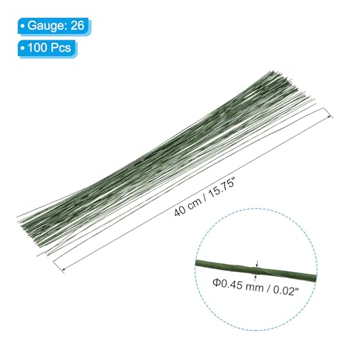26 Gauge 16" Floral Stem Wire Paper Wrapped Iron Artificial 100Pcs