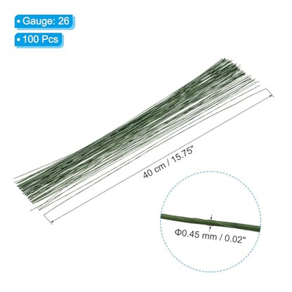 26 Gauge 16" Floral Stem Wire Paper Wrapped Iron Artificial 100Pcs