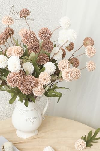 9pcs Taupe Beige Mix Faux Silk Mums Artificial Flowers (9 Count)