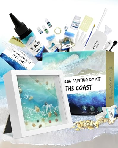 Crafts For Adults Women Teen Girls Ocean Beach UV Resin Kit for beginners Arts and Crafts for adults Resin Art Project DIY Sea Crafting Making Set Unique Artist Woman Gifts on Christmas Romantic