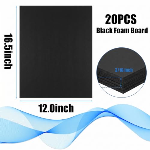 20Pack 12" x 16.5" Black Foam Board with 3